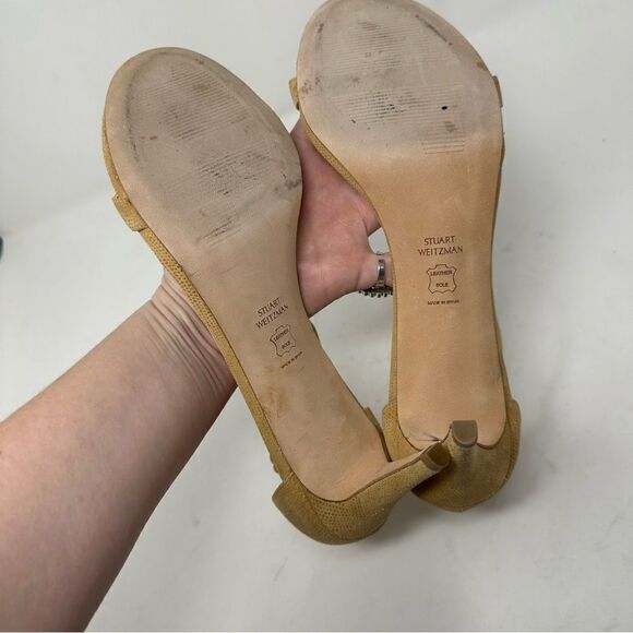 Stuart Weitzman Nude Tan Nudist Sandal Heel Size 11 - Picture 8 of 9